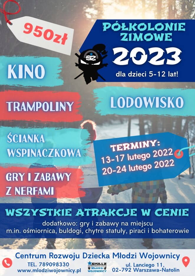 Superoboz.pl - Półkolonie zimowe Warszawa 2023 - plakat